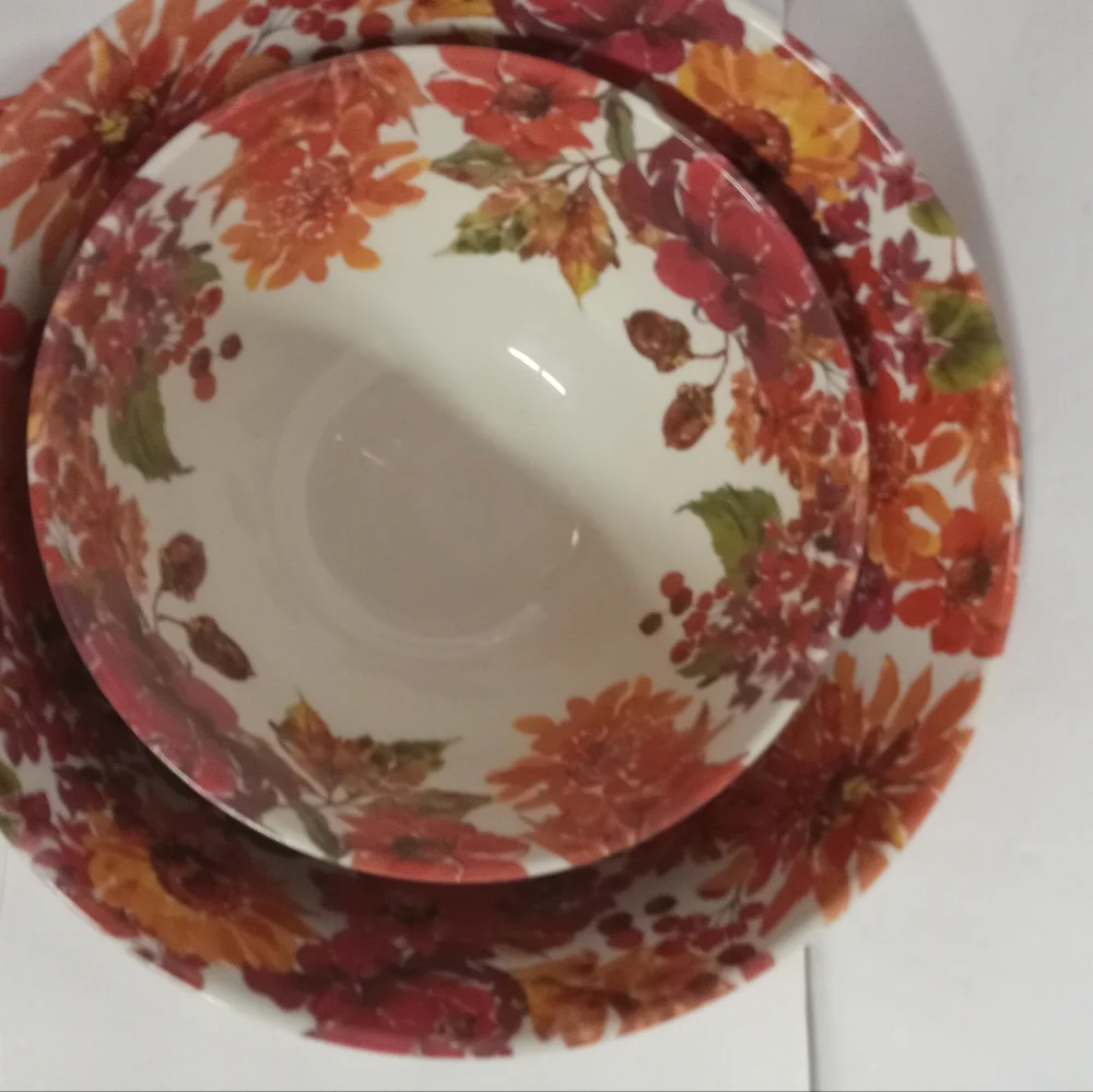 Melamine Mixing Bowls Serving Set of 3 Floral